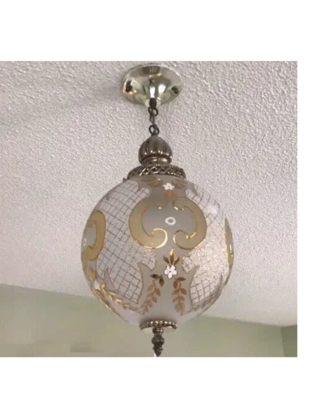 Antique Orb Brass/Glass Chandelier Gold Pendant Ceiling Light